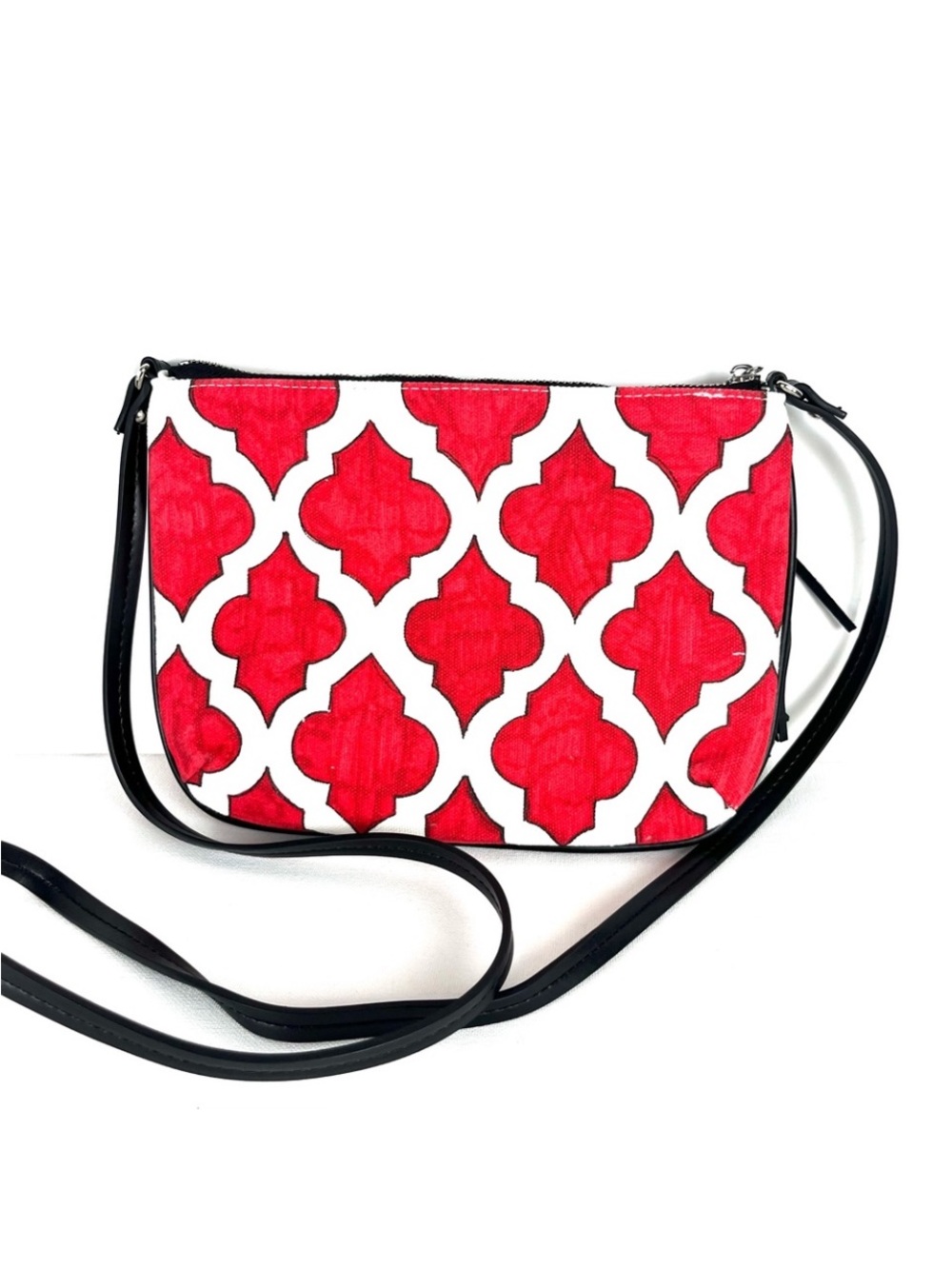 Brighton Red Patterned Crossbody Bag with Black Strap-EUC - Picture 5 of 6